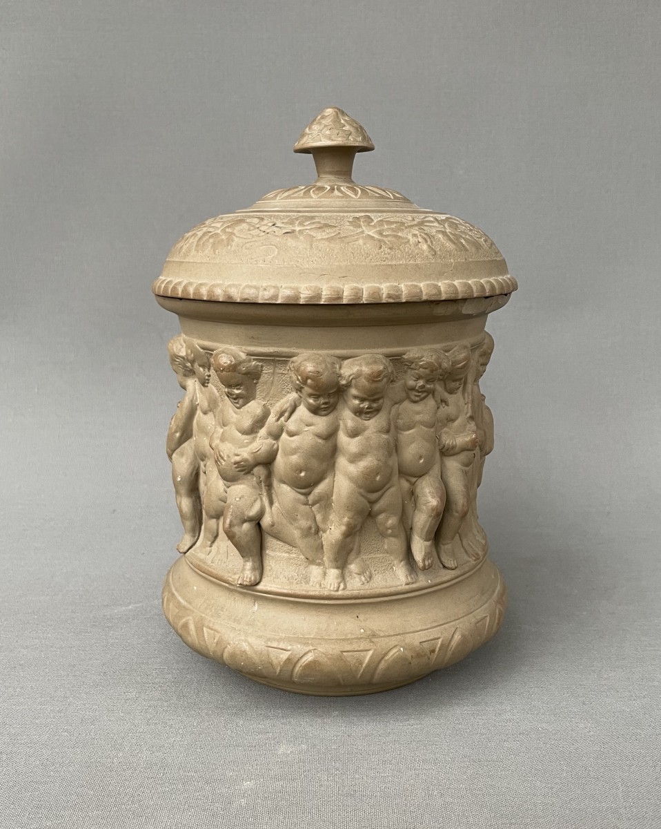 Cherub Decorated Tobacco Jar