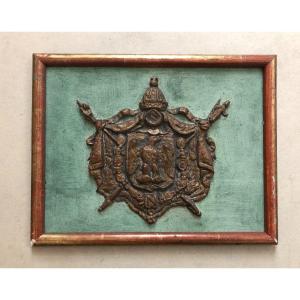 Coat Of Arms With Eagle Pattern In Patinated Plaster