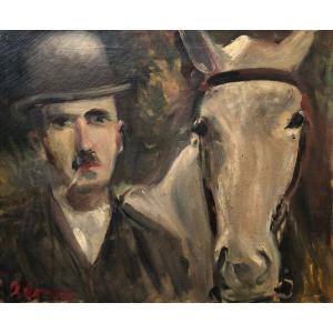 Lucien Adrion, Portrait Of A Man And His Horse