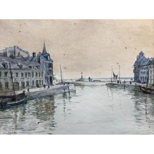 Souvenir Of Saint Valéry, Watercolor, Monogramed And Dated 1922