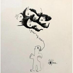 Grow Up Man, Dessin à l'Encre De Chine, Ecole Moderne