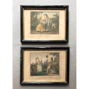 Children's Games, Pair Of Lithographs After Huet