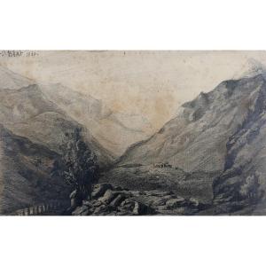 Dessin Situé à Saint Béat, 1880