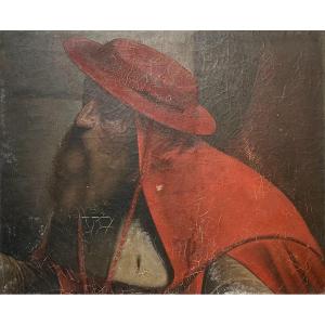 Portrait Of Cardinal, Oil On Canvas 19th Century To Be Restored