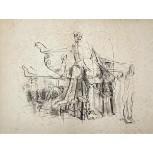 Workshop Model, Lithograph, Signature To Identify