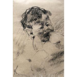 Young Crying Child, Early 20th Century Drawing, Monogram K