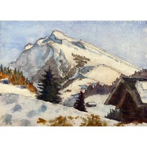 Mountain Landscape, Watercolor, Md Monogram