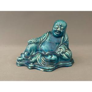 Chine, Bouddha En Céramique Turquoise