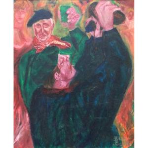  Basque Festival, Oil On Canvas, Signature To Identify