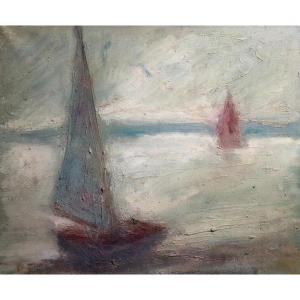 Voiliers, Le Pouliguen, Bretagne, Huile Sur Toile