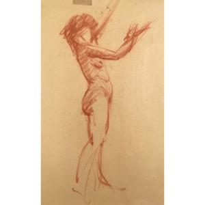 Standing Female Nude, Sanguine