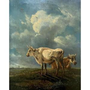 Cows In The Meadow, Oil On Panel, 17th Or 18th Century