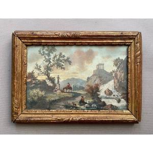 Bucolic Scene In An Antique Landscape, 18th Century Gouache