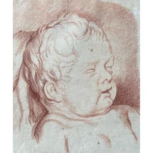 Portrait Of A Young Child, Drawing, Red Chalk