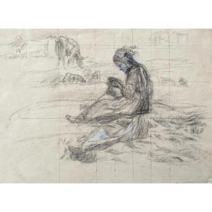 Peasant Woman, Drawing, Early 20th Century