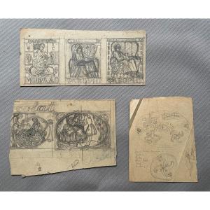 Three Drawings, Russian School, Early 20th Century