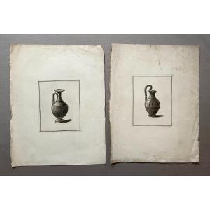 Antique Vases, Two 18th Century Etchings