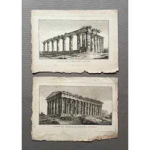 Greek Temples, Two Etchings