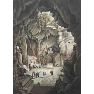 Vietnam, Pagode Dans Une Grotte à Touranne, Lithographie, XIXe