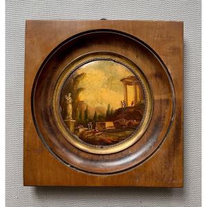 Ruins, Miniature Painting After Hubert Robert