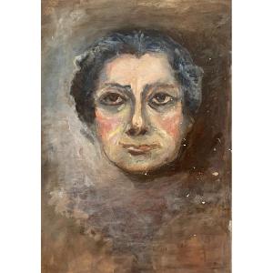 Portrait Of A Woman, Gouache, Early 20th Century