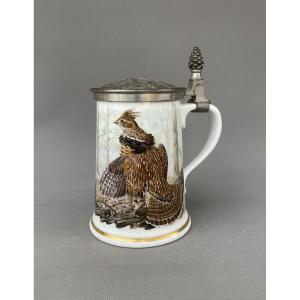 Porcelain Tankard Decorated With A Hunting Theme, Franklin Porcelain, Limoges