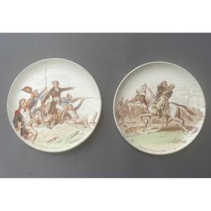 Our Military Glories, Two Earthenware Plates From Creil And Montereau