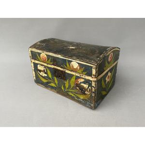 Polychrome Wooden Chest, Folk Art, 19th Century