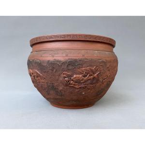 Terracotta Plant Pot With Dragon Decor