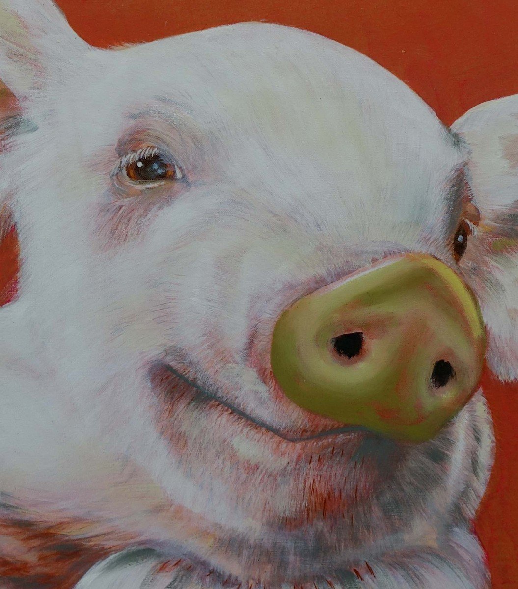 Tanya Van Achterberg - Happy Piggy - Canvas 80x80cm - -photo-4