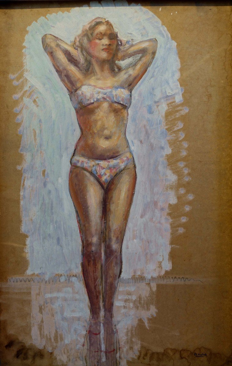 André Hallet (1890-1959) - Pin-Up en Bikini - -photo-2
