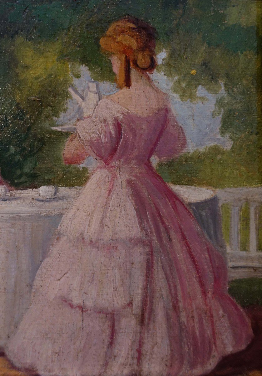 Le Thé Au Jardin 1885 - Peintre à Identifier - -photo-1