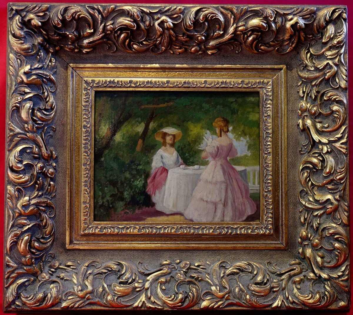 Le Thé Au Jardin 1885 - Peintre à Identifier - 