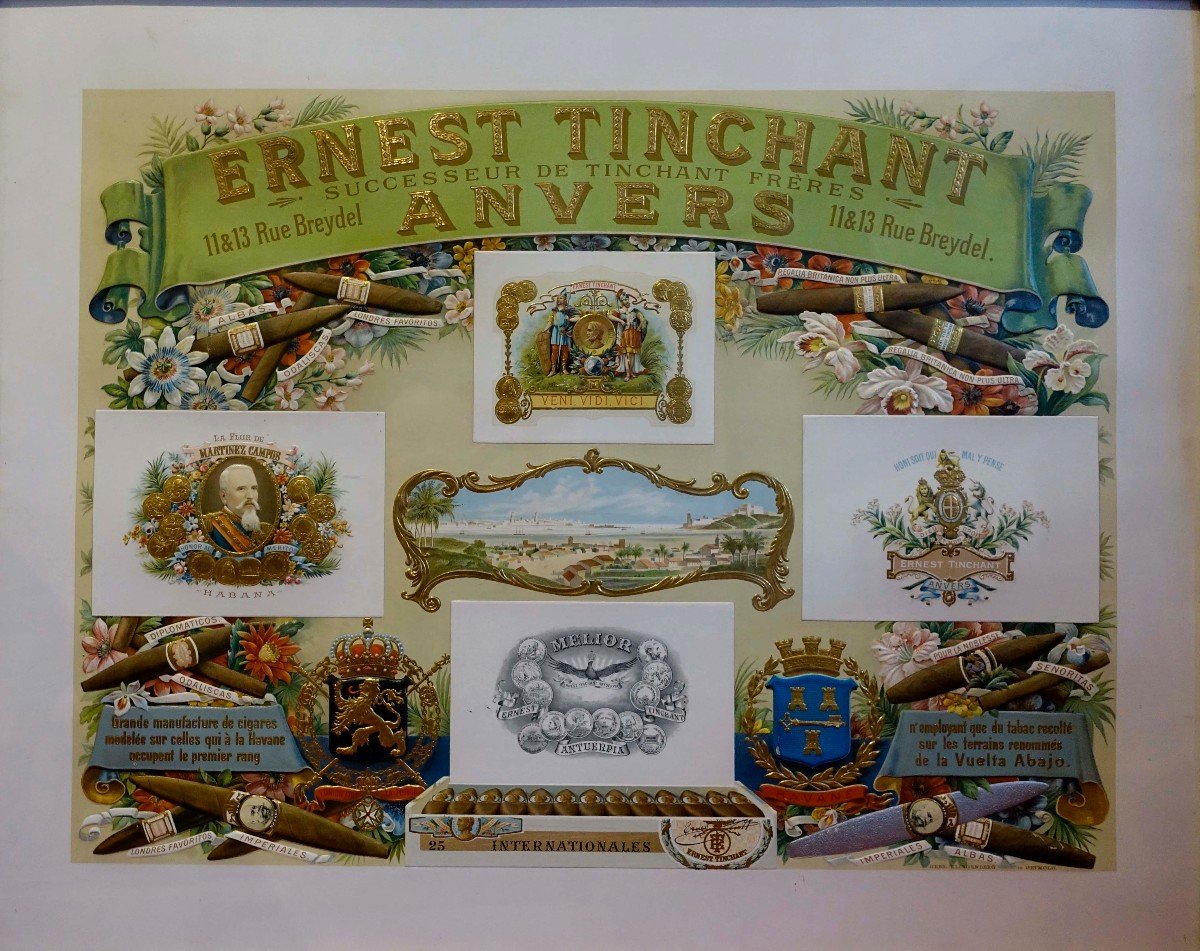 Affiche 1895 Cigares Ernest Tinchant - Rarissime - -photo-2