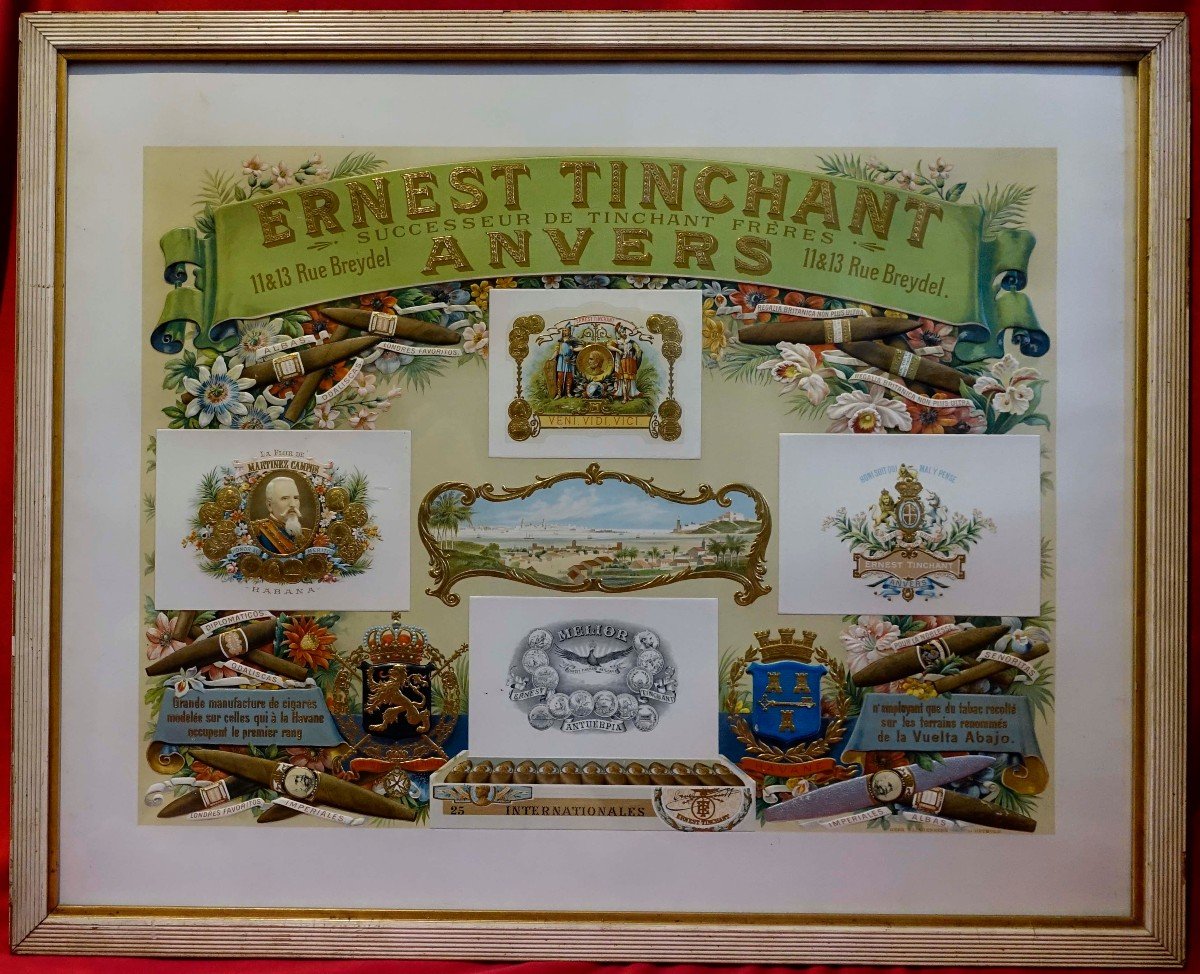 Affiche 1895 Cigares Ernest Tinchant - Rarissime - 