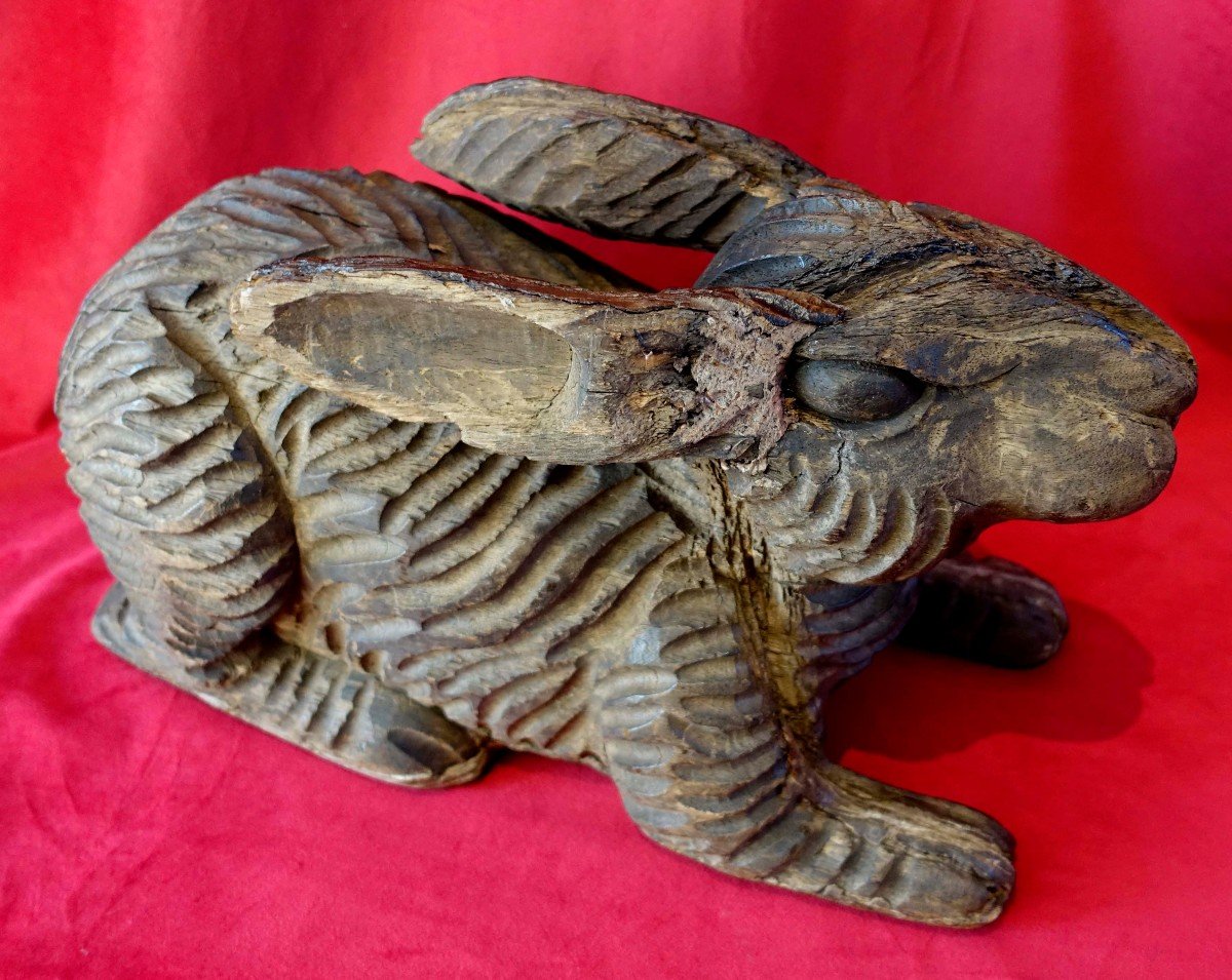 Large Hare 1880 - Carved Wood --photo-2