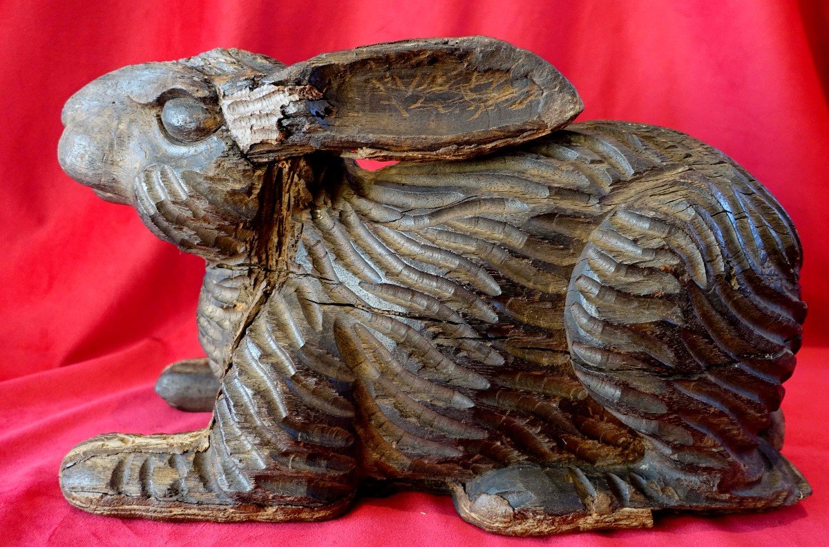 Large Hare 1880 - Carved Wood --photo-4