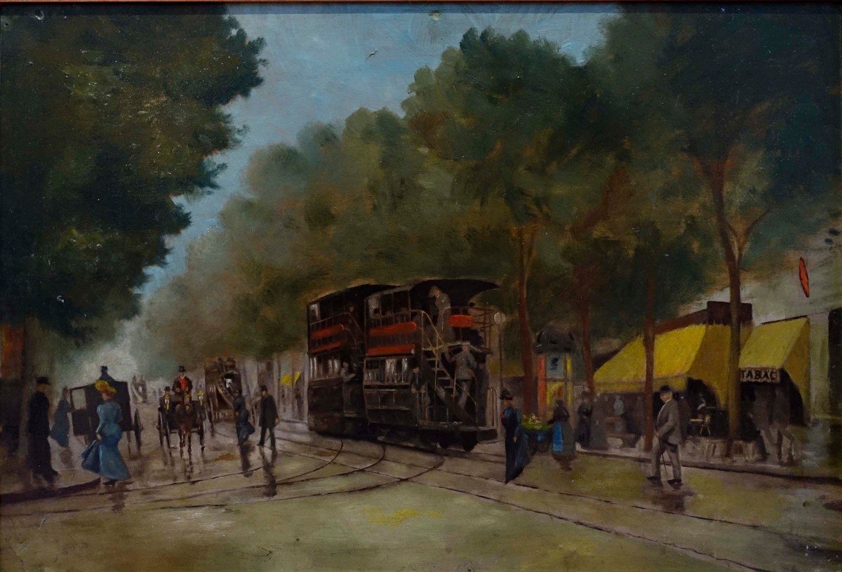 Tramway In Paris Around 1905 - Painter To Identify --photo-2