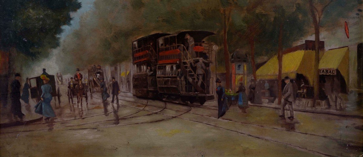 Tramway In Paris Around 1905 - Painter To Identify --photo-3