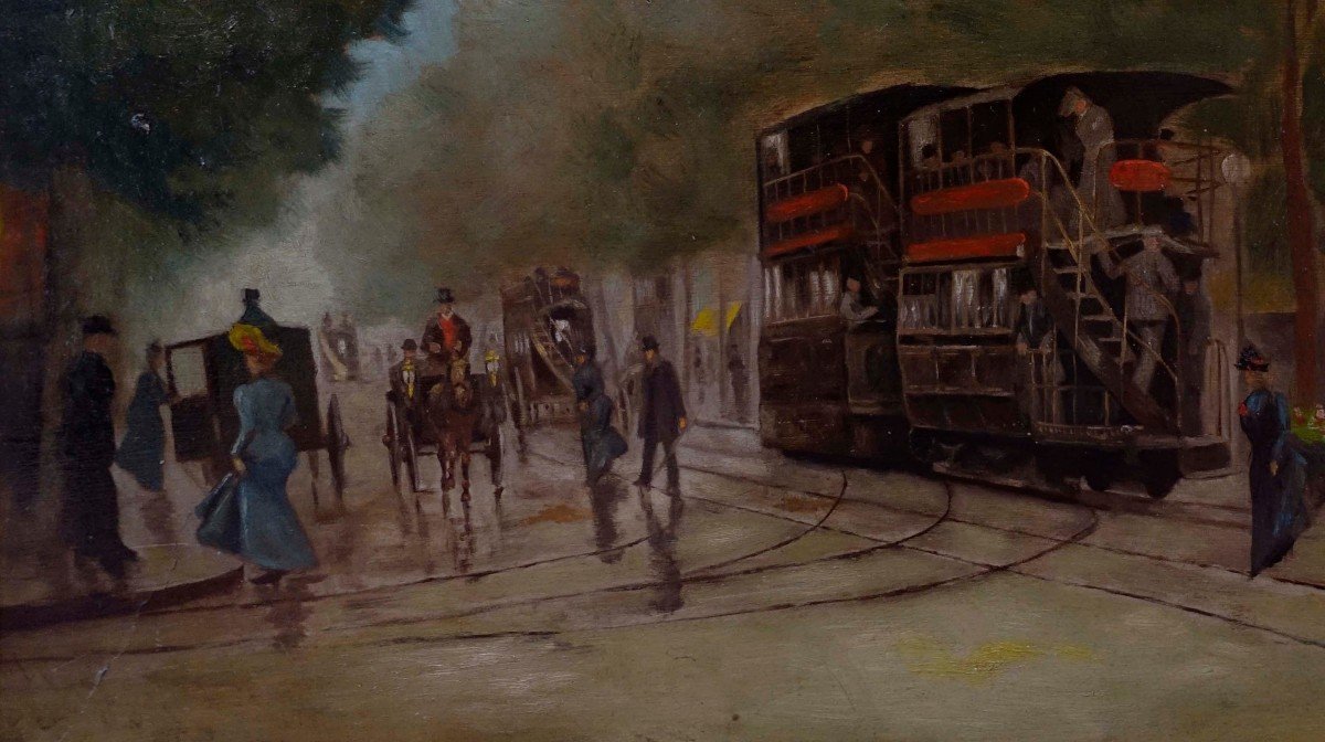 Tramway In Paris Around 1905 - Painter To Identify --photo-4