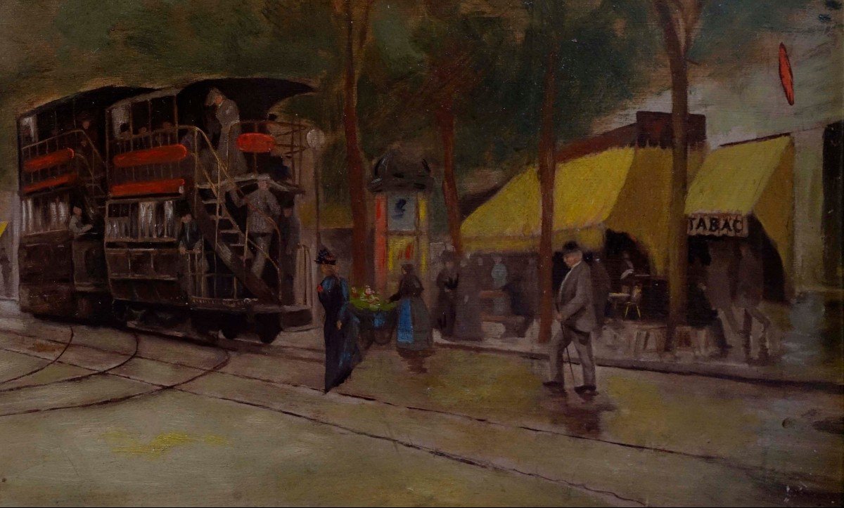 Tramway In Paris Around 1905 - Painter To Identify --photo-1