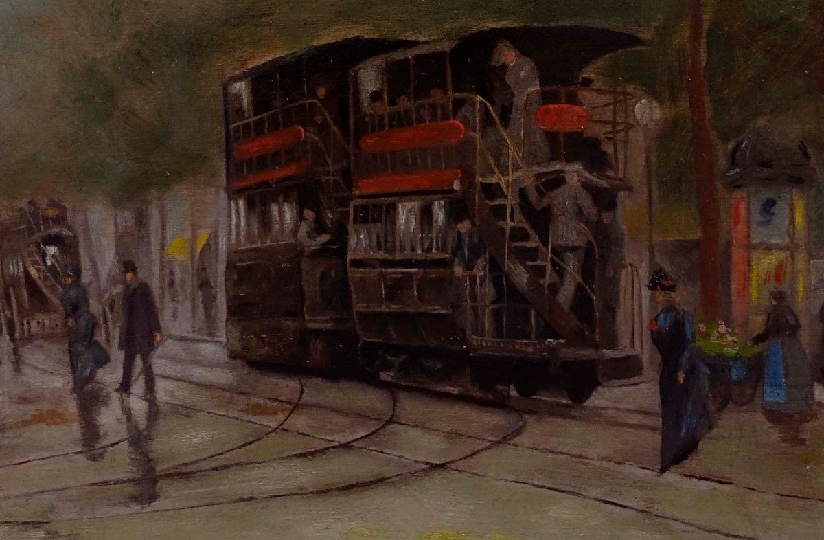 Tramway In Paris Around 1905 - Painter To Identify --photo-3