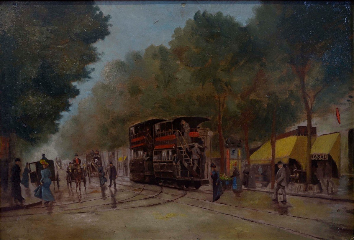 Tramway In Paris Around 1905 - Painter To Identify --photo-7