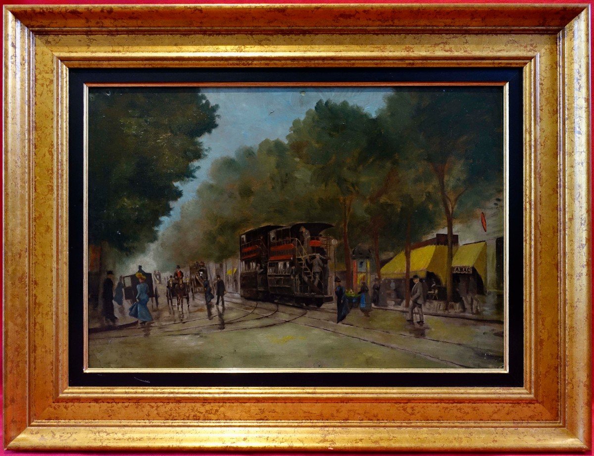 Tramway In Paris Around 1905 - Painter To Identify -