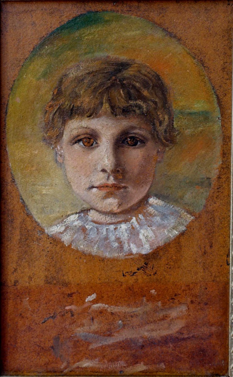 Portrait d'Enfant 1890 - Peintre à Identifier --photo-2