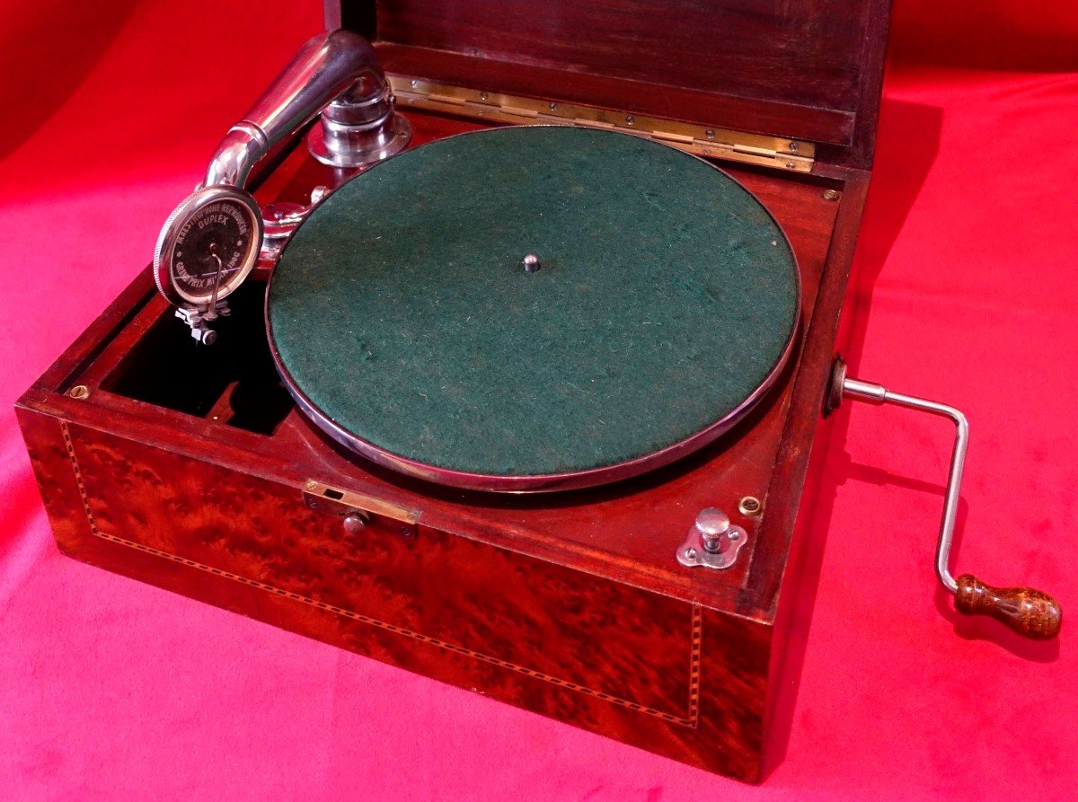 Small Phono Magnifying Glass And Marquetry - 1920 - Unique Piece - -photo-3