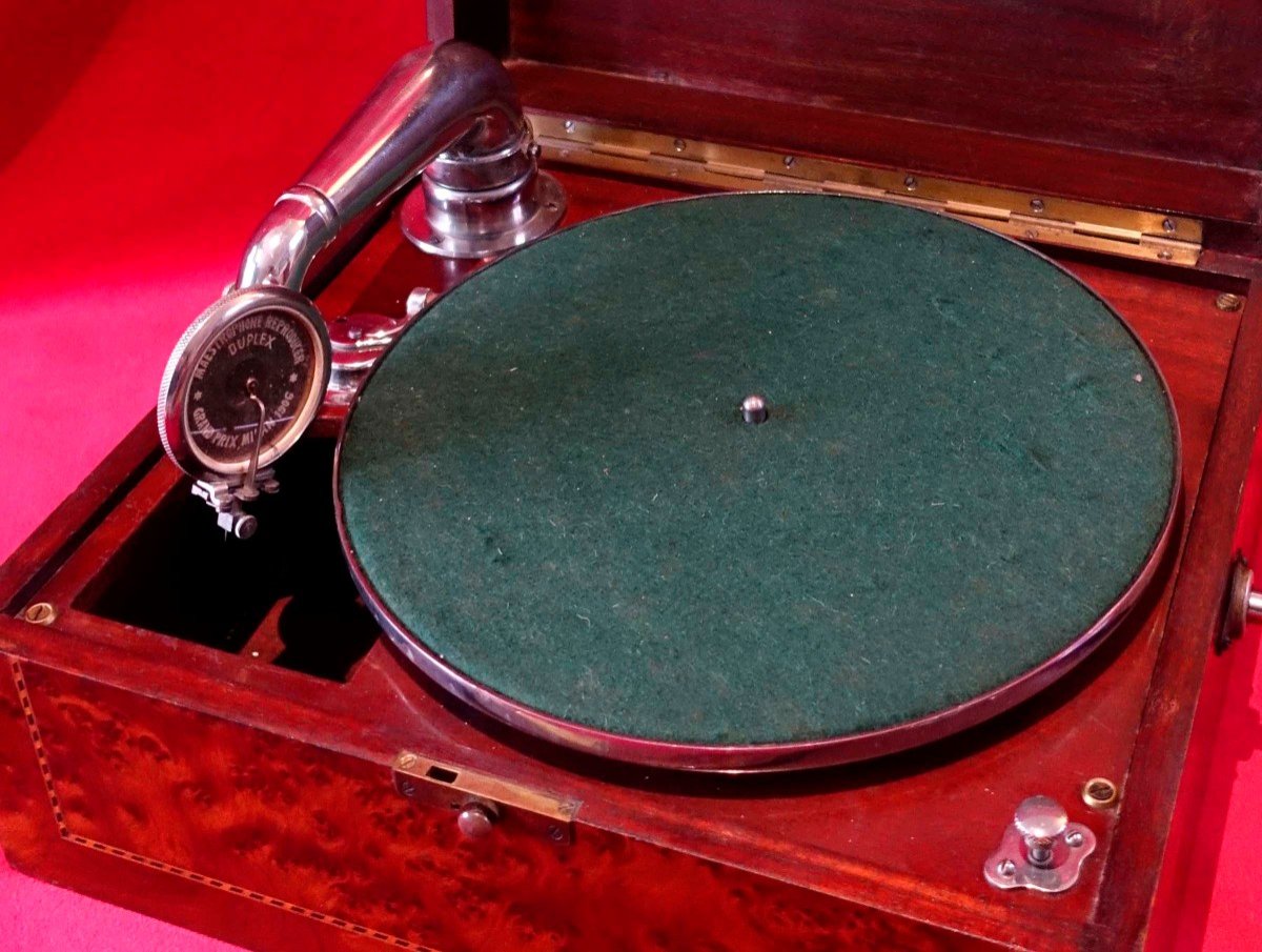 Small Phono Magnifying Glass And Marquetry - 1920 - Unique Piece - -photo-4