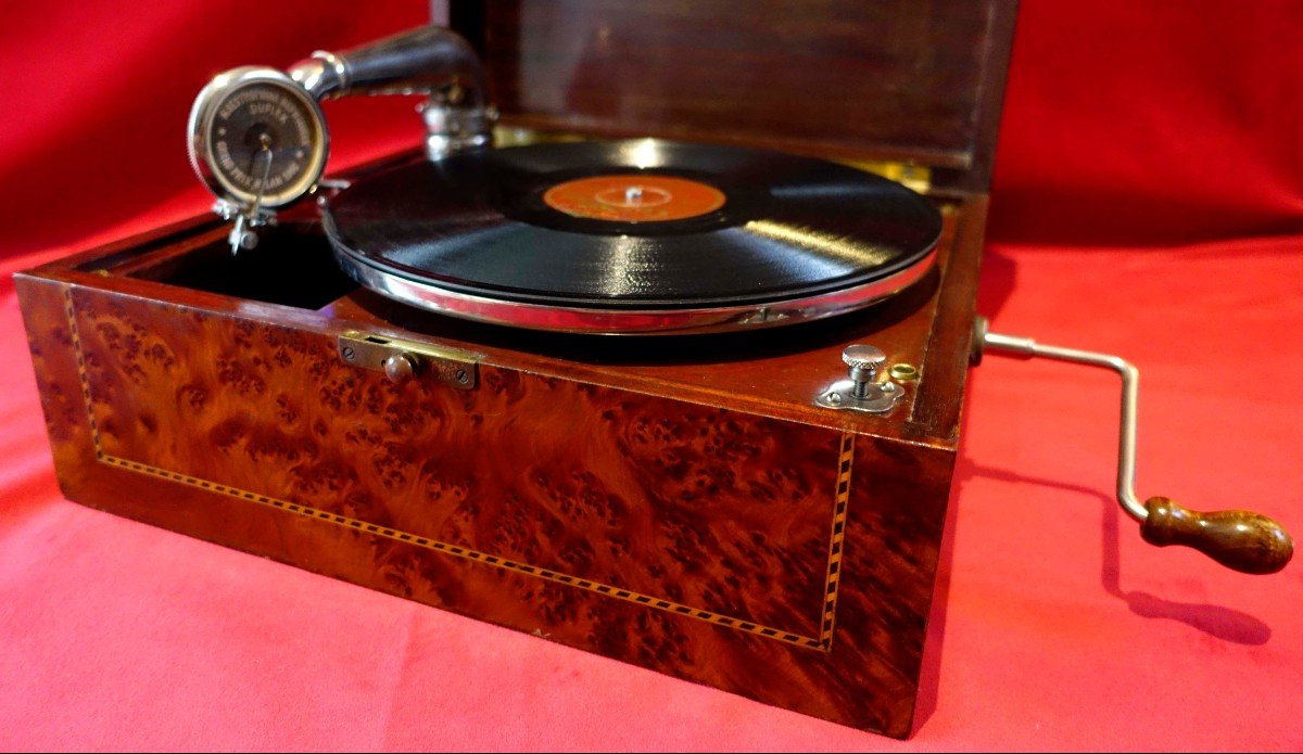 Small Phono Magnifying Glass And Marquetry - 1920 - Unique Piece - -photo-5