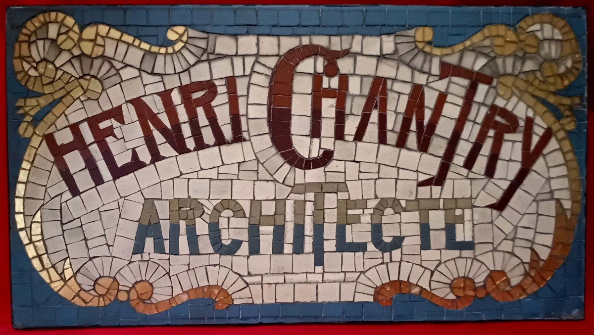 Mosaic Plaque 1900 - Henri Chantry Architect In Tournai -