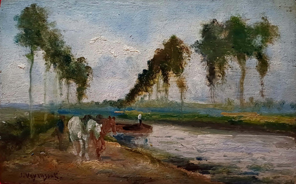 Jules Veyrassat (1828-1893) - The Towpath 1880 - Small Study - 